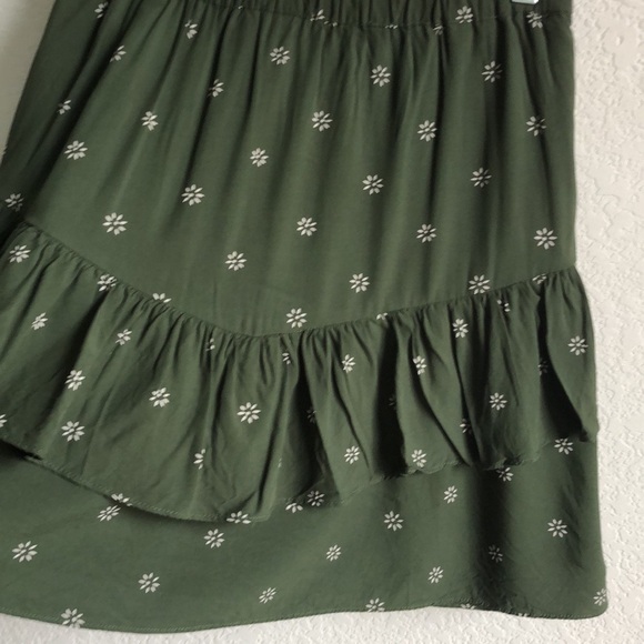 Madewell Pull On Ruffle Tiered Mini Skirt Dot Daisie Dark Forest Green - Picture 5 of 12